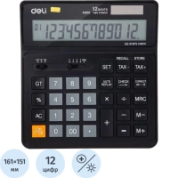 Калькулятор настольный КОМПАКТ Deli EM01020 черн 12-разр. Функ.вычис.налога