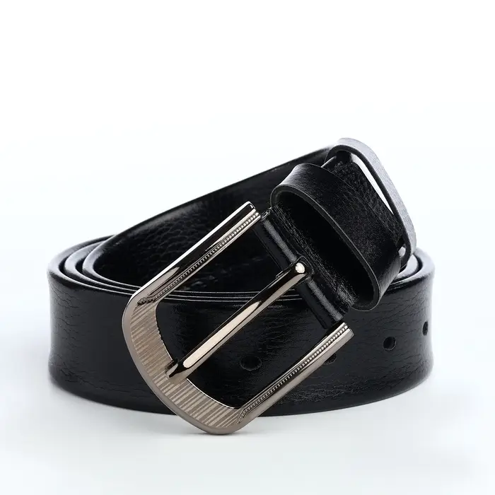 Ремень мужской, ширина 3.8 см, винт, пряжка металл, чёрный