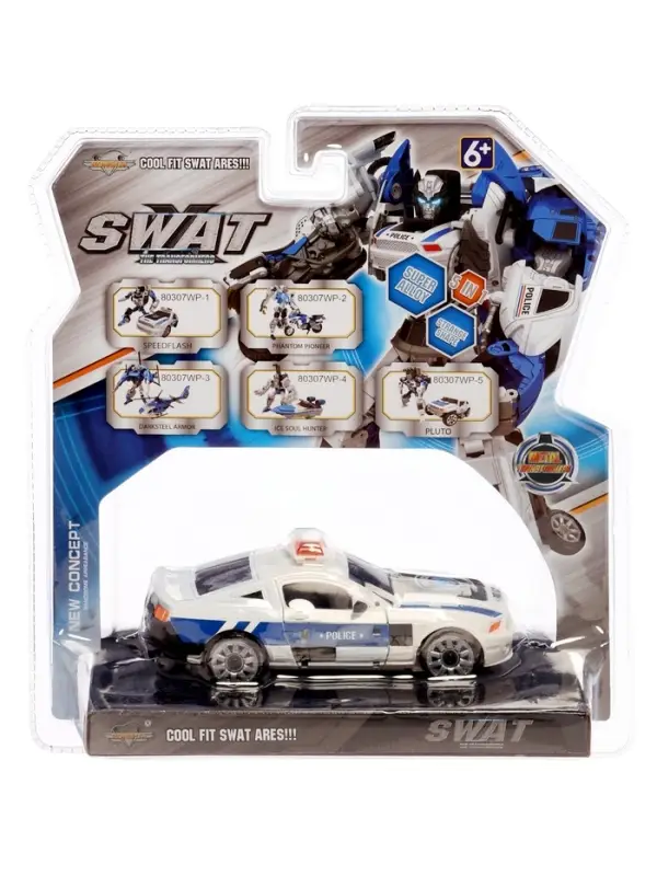 Робот &laquo;Полицейская машина&raquo;, с металлическими элементами, трансформируется