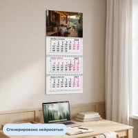 Календарь настенный 3-х блочный 2027 Attache Премиум На природе 330х705мм