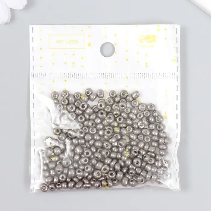 Бисер круглый 6/0  Бисер круглый 6/0 "Тёмное серебро" 20 гр