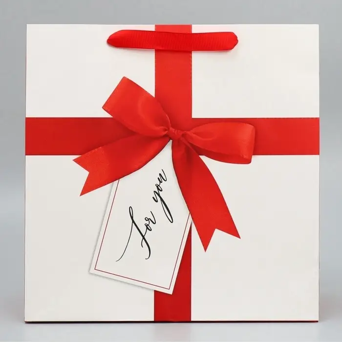 Пакет подарочный ламинированный квадратный For You, 30&times;30&times;12 см