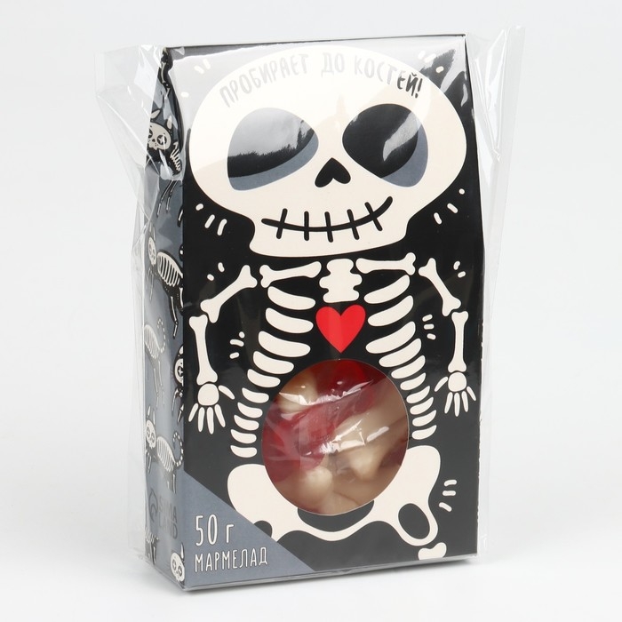 Хэллоуин Мармелад в коробке хэллоуин &laquo;Пробирает до костей&raquo;: со вкусом клубники, 50 г