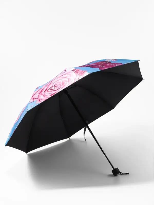 Зонт механический &laquo;Розы&raquo;, эпонж, 4 сложения, 8 спиц, R=48/55 см, d=96 см, МИКС