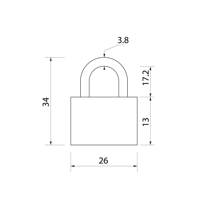 Замок навесной, тип 1, 26&times;35 мм, 2 ключа