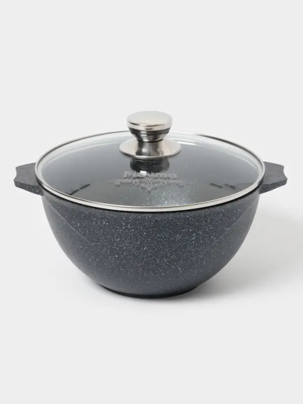 Казан Мечта &laquo;Гранит Star&raquo;, 4 л, литые ручки, антипригарное покрытие, стеклянная крышка, литой алюминий, тёмно-синий