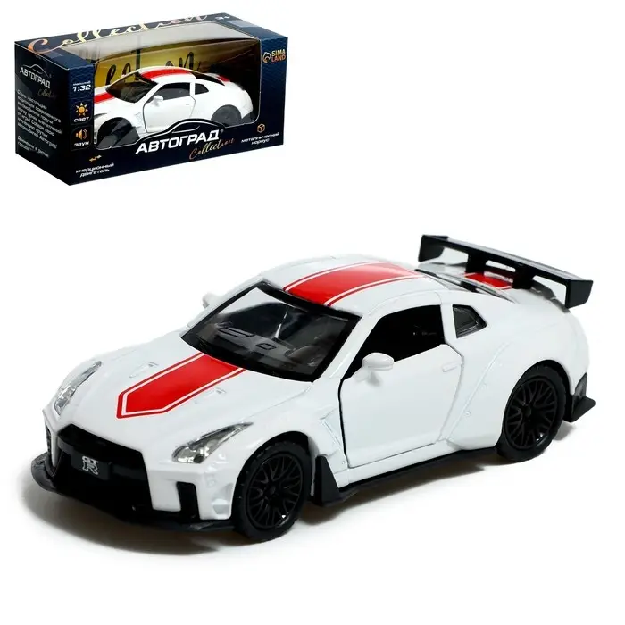 Машинка металлическая RACE, 1:32, инерция, свет и звук, цвет белый Машинка металлическая RACE, 1:32, инерция, свет и звук, цвет белый