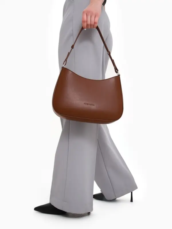 Сумка женская багет TEXTURA на молнии, 28&times;6&times;17 см, коричневая