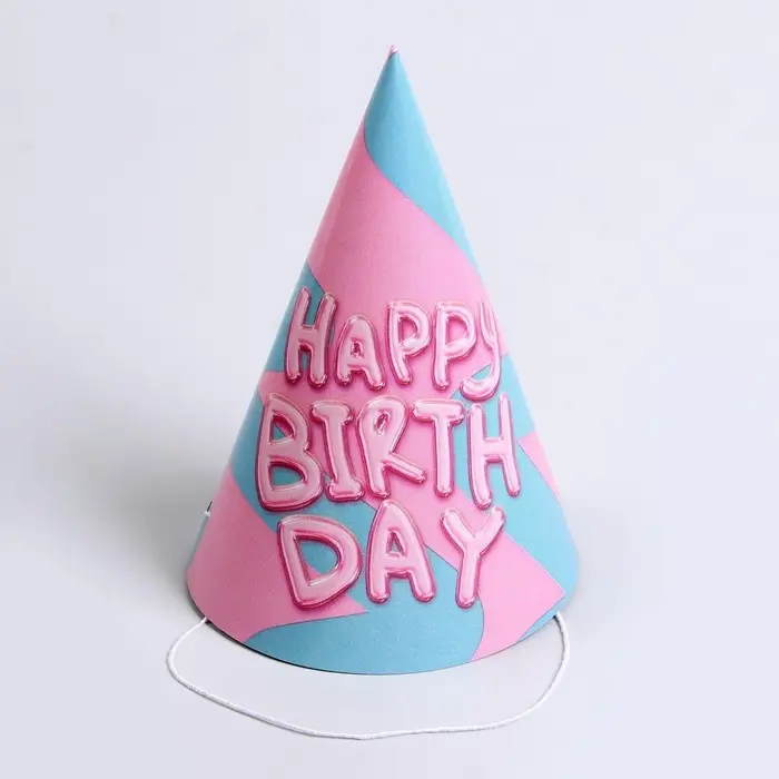 Колпак бумажный Happy Birthday, (набор 6 шт) Колпак бумажный Happy Birthday, (набор 6 шт)