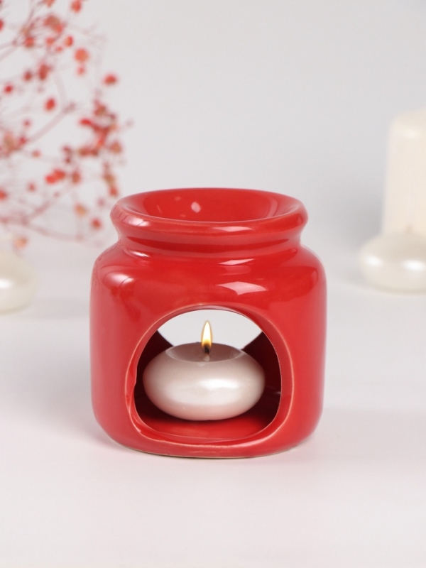 Аромалампа керамика + ароматический воск Аромалампа керамика + ароматический воск "Сердце" красная 7,5х7,5х8 см