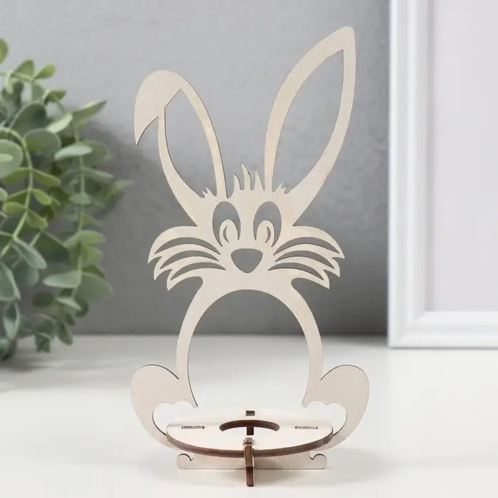 Подставка для пасхального яйца «Заяц», набор 3 детали, 9.3×6.5×17 см, белый Подставка для пасхального яйца «Заяц», набор 3 детали, 9.3×6.5×17 см, белый