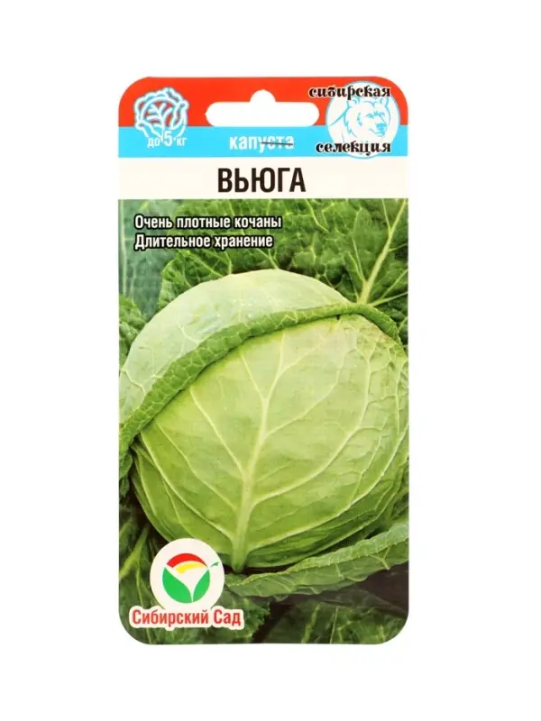 Семена Капусты белокочанной &laquo;Вьюга&raquo;, 0.3 г, &laquo;Сибирский сад&raquo;