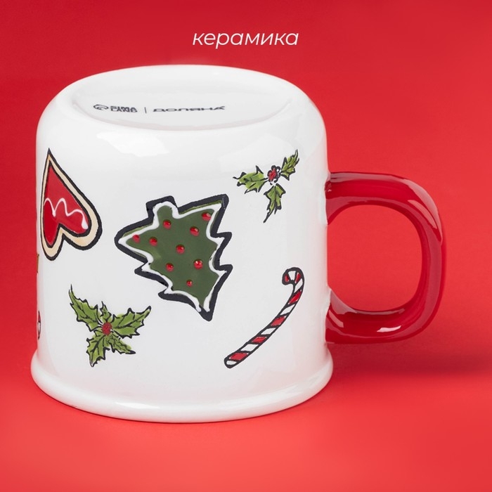 Новогодняя кружка для чая Доляна Sweet Treats, 360 мл, 12,8×9,5×9 см, керамика, цвет белый Новогодняя кружка для чая Доляна Sweet Treats, 360 мл, 12,8×9,5×9 см, керамика, цвет белый