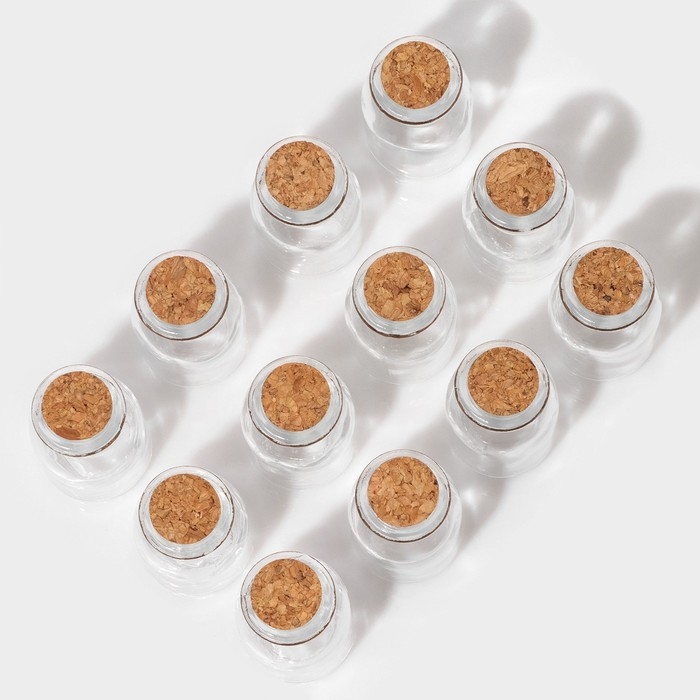 Набор баночек стеклянных для специй с пробковой крышкой Доляна &laquo;Парфе&raquo;, 40 мл, 4&times;6,6 см, 12 шт