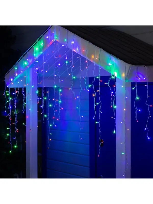 Гирлянда &laquo;Бахрома&raquo; 3&times;0.9 м, IP44, УМС, белая нить, 232 LED, свечение мульти, 220 В