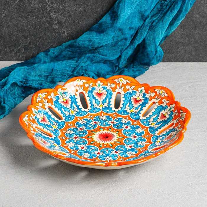 Фруктовница Риштанская Керамика  Фруктовница Риштанская Керамика "Цветы", 33 см,