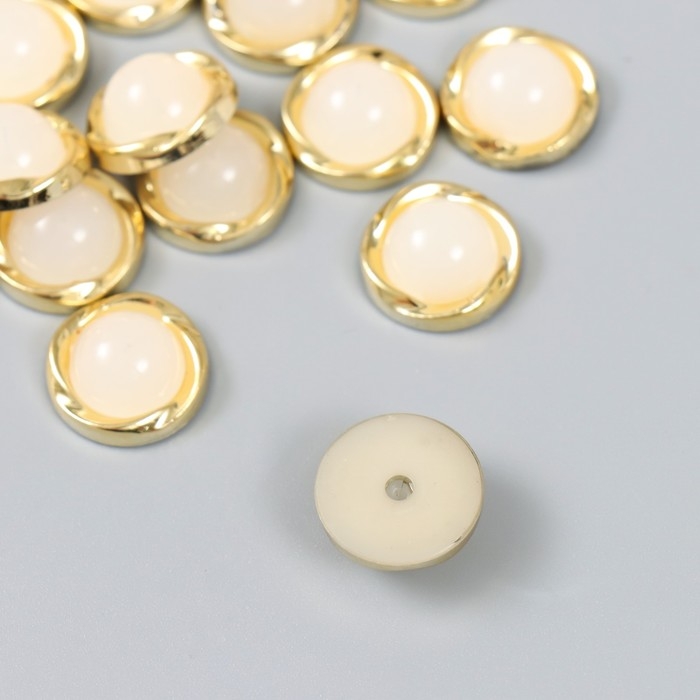 Декор для творчества пластик Декор для творчества пластик "Полужемчужина с золотым витым ободком" набор 20 шт 1,7х1,7 см 943112