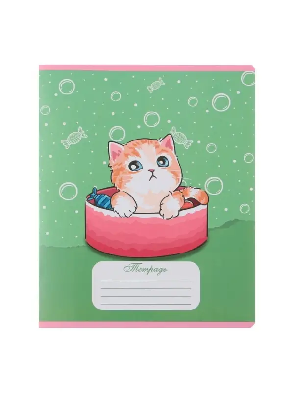 Комплект тетрадей из 10 штук, 18 листов в линию Calligrata "Котятки", обложка мелованная бумага, ВД-лак, блок №2, белизна 75% (серые листы), 5 видов по 2 штуки