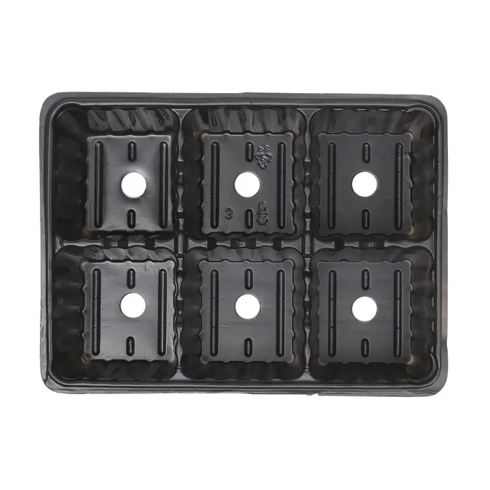 Кассета для рассады, 6 ячеек по 120 мл, пластик, чёрная, набор 5 шт.