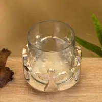 Подсвечник со стеклом "Ангелочки" алюминий 11х11х11 см Подсвечник со стеклом "Ангелочки" алюминий 11х11х11 см