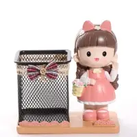 Фигура - карандашница&laquo;Девочка с корзинкой&raquo; полистоун, 14.5&times;7.7&times;15.5 см