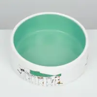 Миска керамическая "Любовь и коты" 300 мл  12,5 x 4,5 cм, мятная