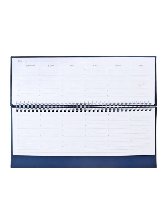 Планинг недатированный 100 х 300 мм, 56 листов, на гребне, обложка из искусственной кожи, синий Планинг недатированный 100 х 300 мм, 56 листов, на гребне, обложка из искусственной кожи, синий