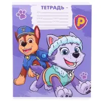 Тетрадь в крупную клетку 12 листов, 5 видов МИКС, обложка мелованный картон, Щенячий патруль