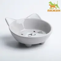 Миска &laquo;Голова кота&raquo;, 150 мл, 14&times;12.5&times;6.5 см, керамика, серая