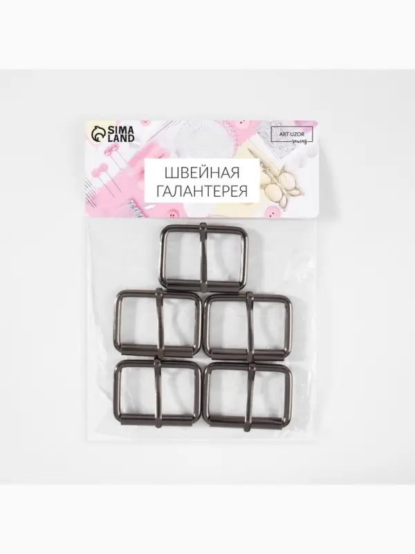 Пряжка проволочная, 4.6&times;3.4 см, 38 мм, 5 шт., цвет чёрный никель