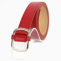 Ремень женский, 110&times;2.7 см, пряжка-затяжка металл, серебристая, красный