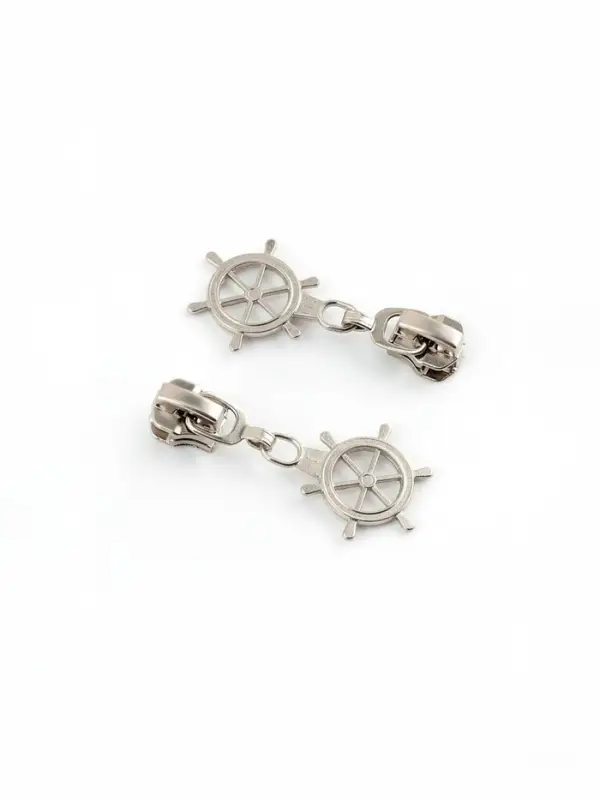 Бегунок для металлической молнии, №5, &laquo;Штурвал&raquo;, 10 шт., цвет никель