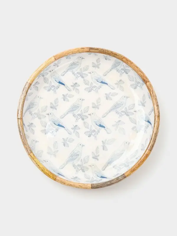 Блюдо &laquo;Синие птицы&raquo;, 25&times;25&times;4.5 см, дерево манго