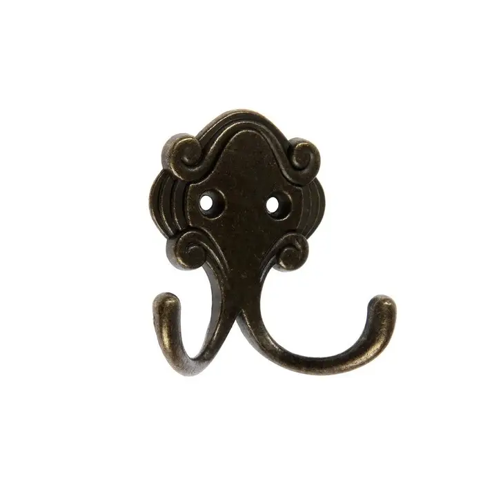 Крючок мебельный ТУНДРА TKd=022, двухрожковый, бронза