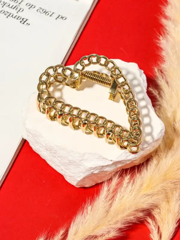 Крабик для волос &laquo;Дороти&raquo;, сердце, 7.5 см, золотистый