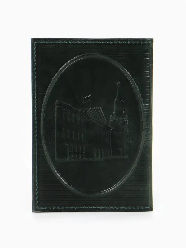 Обложка для паспорта, с гербом, рельефная, зелёная