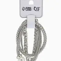 Браслет "Стиль" (набор 3шт) плетение, звенья, цвет белый в серебре