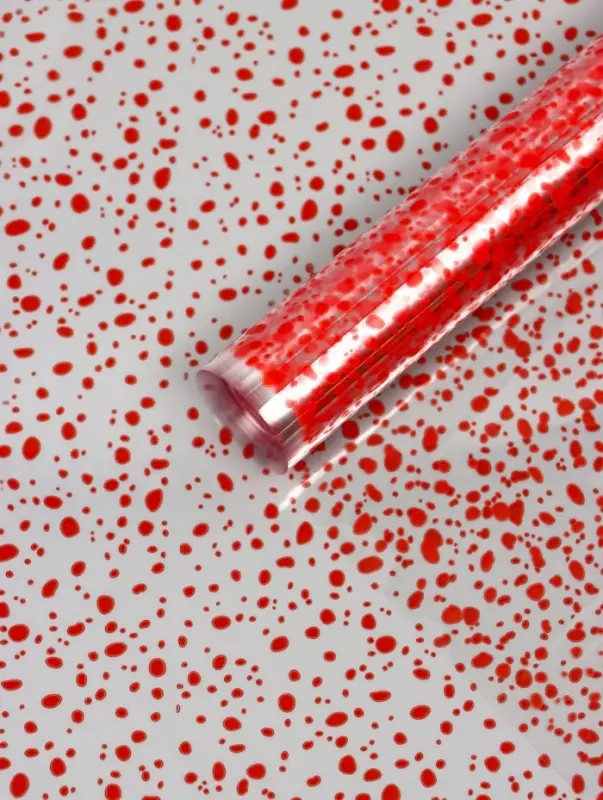 Пленка прозрачная с рисунком «Капли» Красный 0.7×8.2±5%м