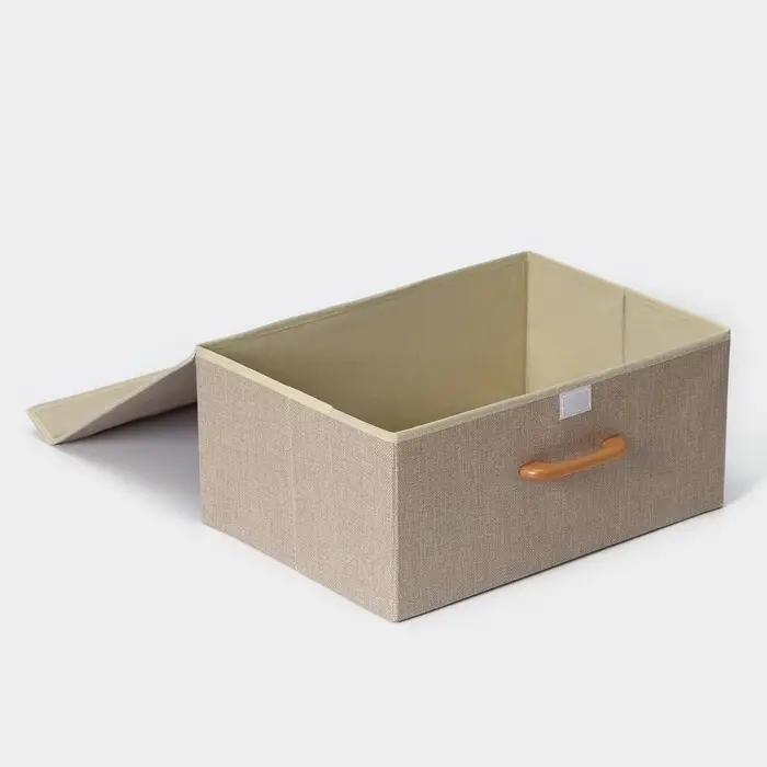 Короб стеллажный для хранения с крышкой &laquo;Франческа&raquo;, 43&times;30.5&times;18.5 см, бежевый