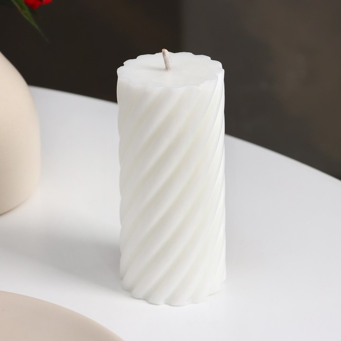 Свеча-цилиндр Свеча-цилиндр "Спираль", 5х10 см, белая, 6 ч