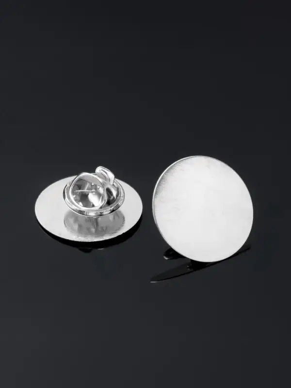 Основа для броши/значка круглая, (набор 5 шт.), площадка 2 см, цвет серебро