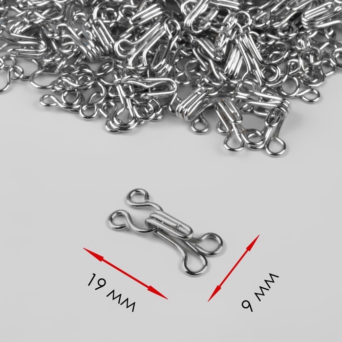 Крючок пришивной №3, 19 × 9 мм, 100 шт, цвет серебряный Крючок пришивной №3, 19 × 9 мм, 100 шт, цвет серебряный