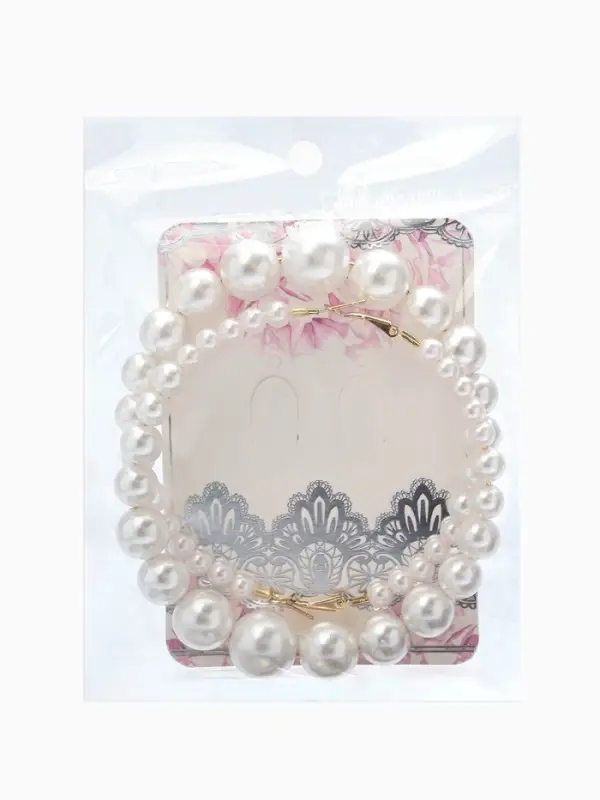 Серьги кольца с жемчугом QF &laquo;Нежность жемчуга&raquo;, d=8 см, белые в золоте