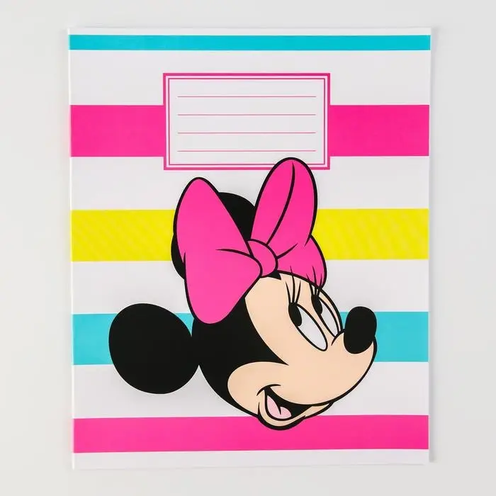 Тетрадь в линейку 12 листов, 5 видов МИКС, обложка мелованная бумага, &laquo;Минни Маус&raquo;