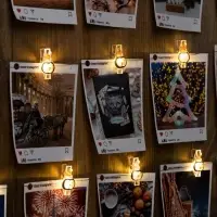 Гирлянда &laquo;Нить&raquo; 2 м роса с насадками &laquo;Прищепки-пингвин&raquo;, IP20, серебристая нить, 20 LED, батарейки ААх2 (не в комплекте), свечение тёплое белое