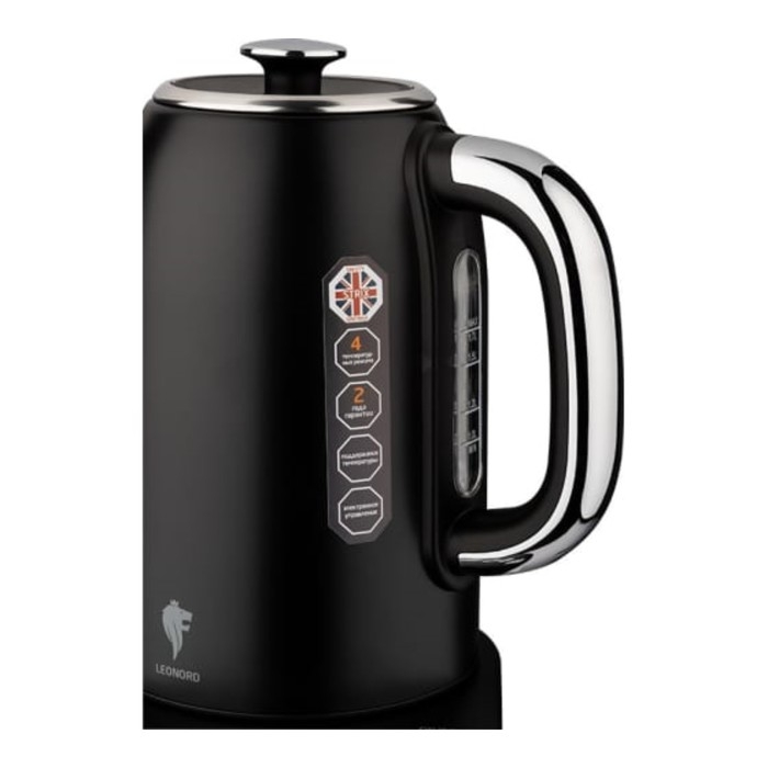 Чайник электрический Leonord LE-1509, металл, 1.7 л, 2200 Вт, чёрный Чайник электрический Leonord LE-1509, металл, 1.7 л, 2200 Вт, чёрный
