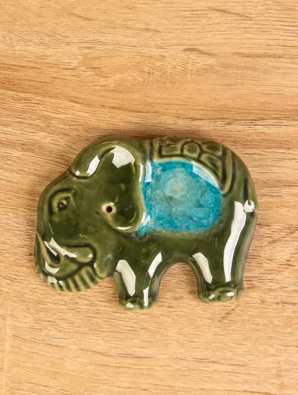 Подставка под благовония  Подставка под благовония "Слон" керамика, цв. зелёный, 8х6,5х1 см