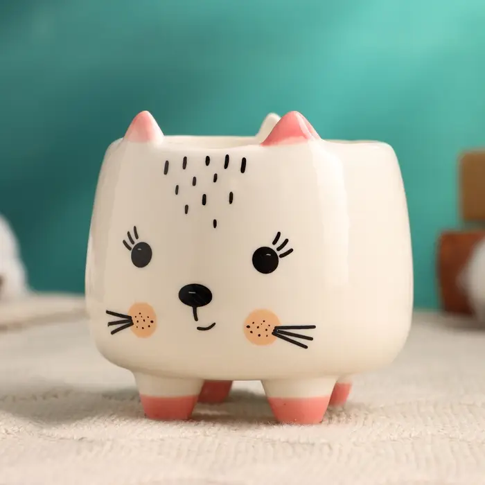 Горшок Горшок "Счастливый Котик" 8х8х8см