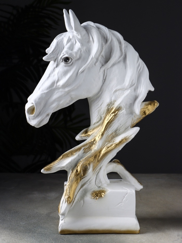 Копилка Копилка "Голова лошади" 14х23х41 см, белое золото