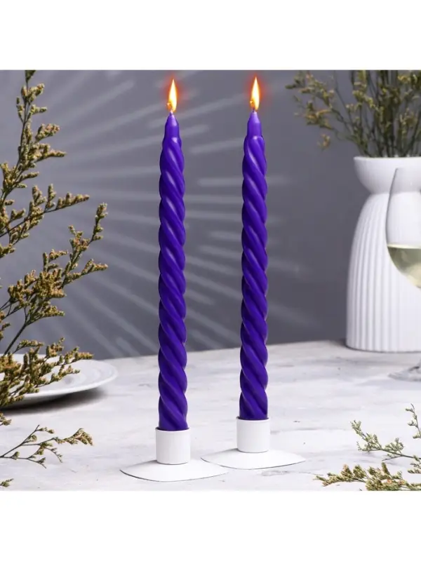 Набор свечей витых, 2.2&times;25 см, лакированная 2 шт., фиолетовый